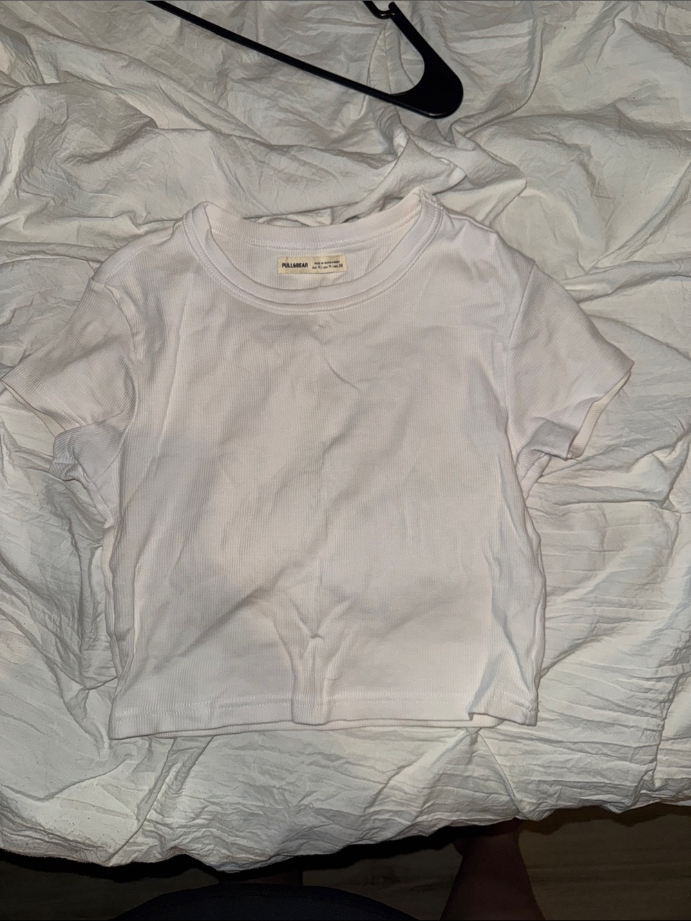 Pull&Bear White Ribbed Short Sleeve Kids Tee